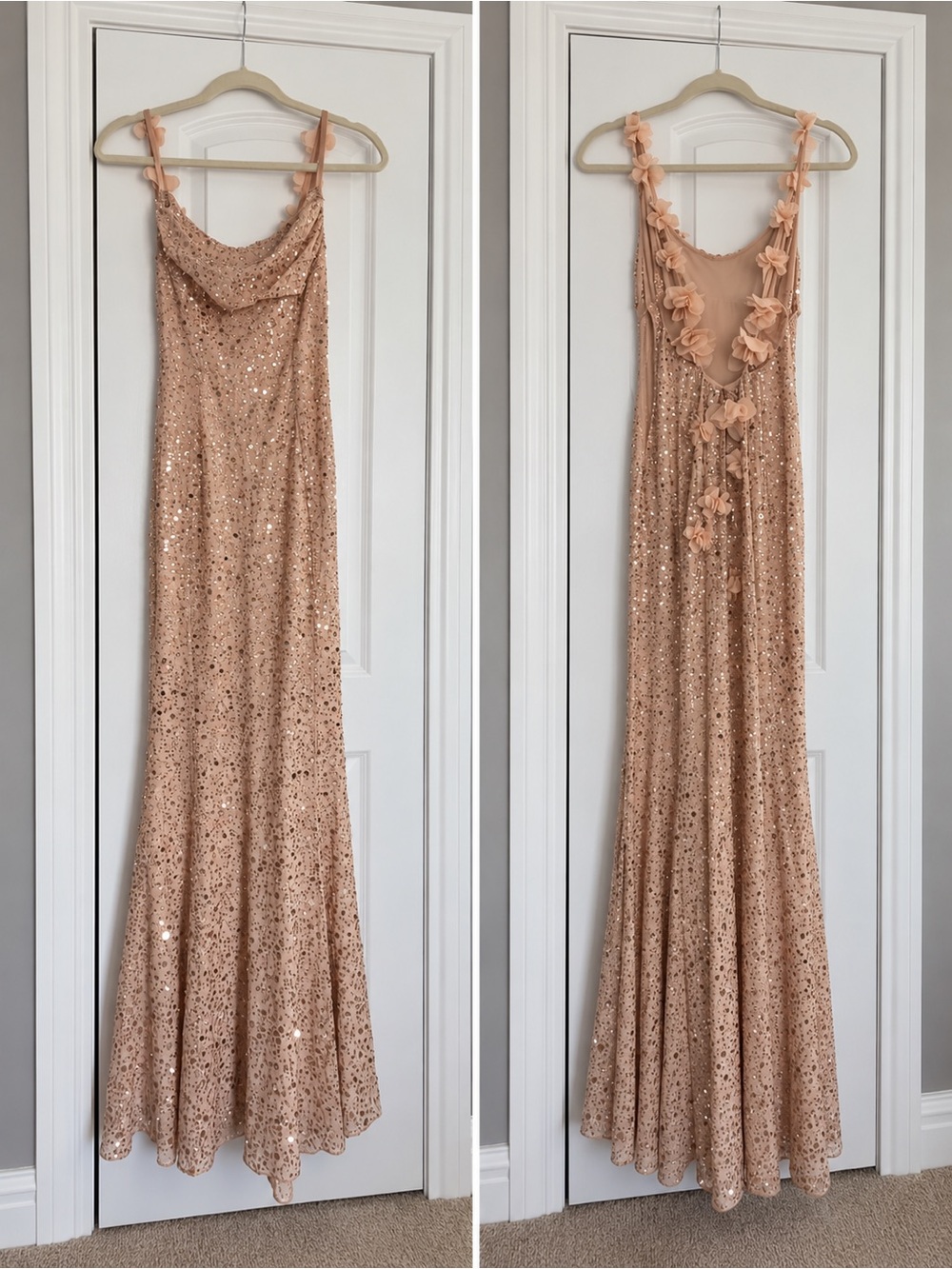 Oh Polly Ariette Gold Embellished Open Back Maxi Dress XS $250